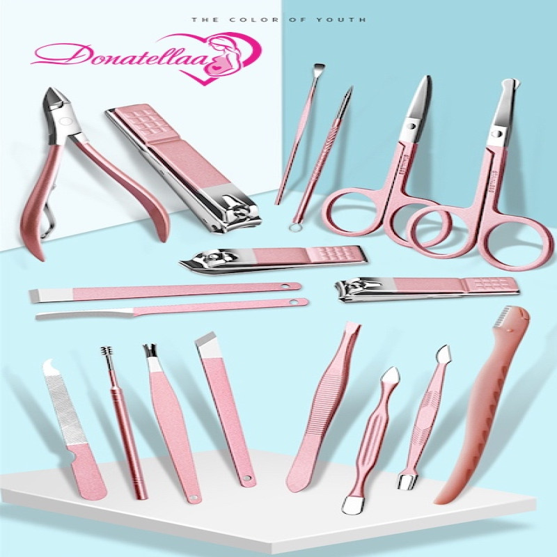Pink Manicure Set 18 in 1 Stainless Steel Grooming Kit Professional Pedicure set